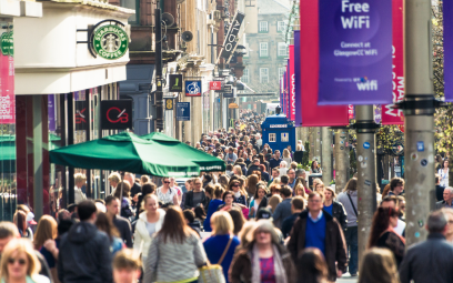 A crowded street with people