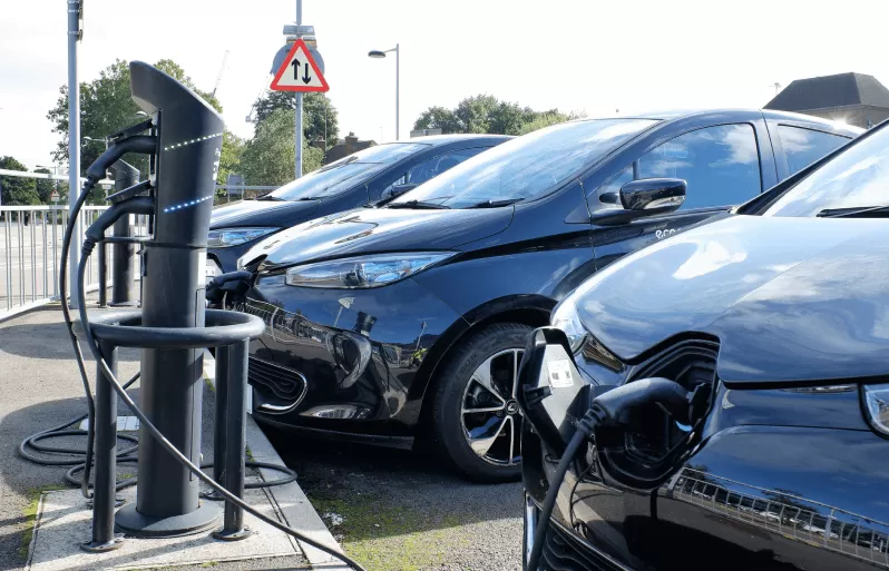 Cars at charging point