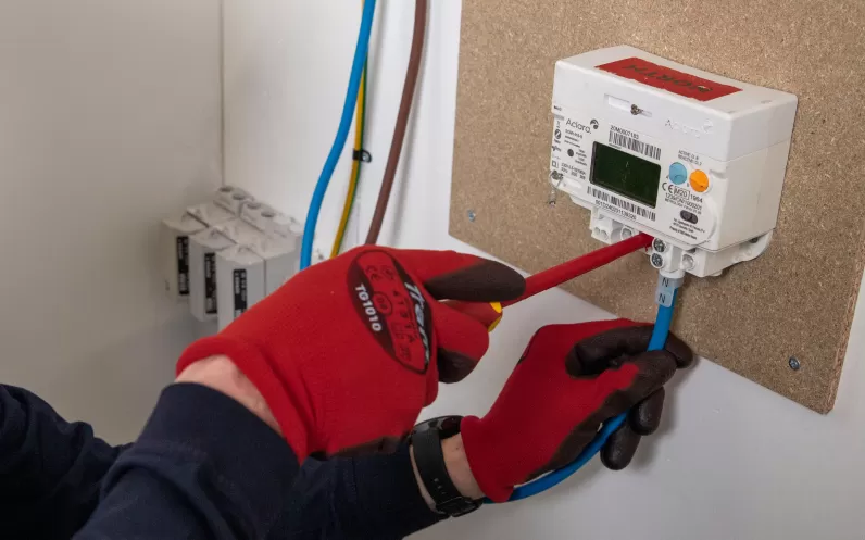 Close up of installing a smart meter