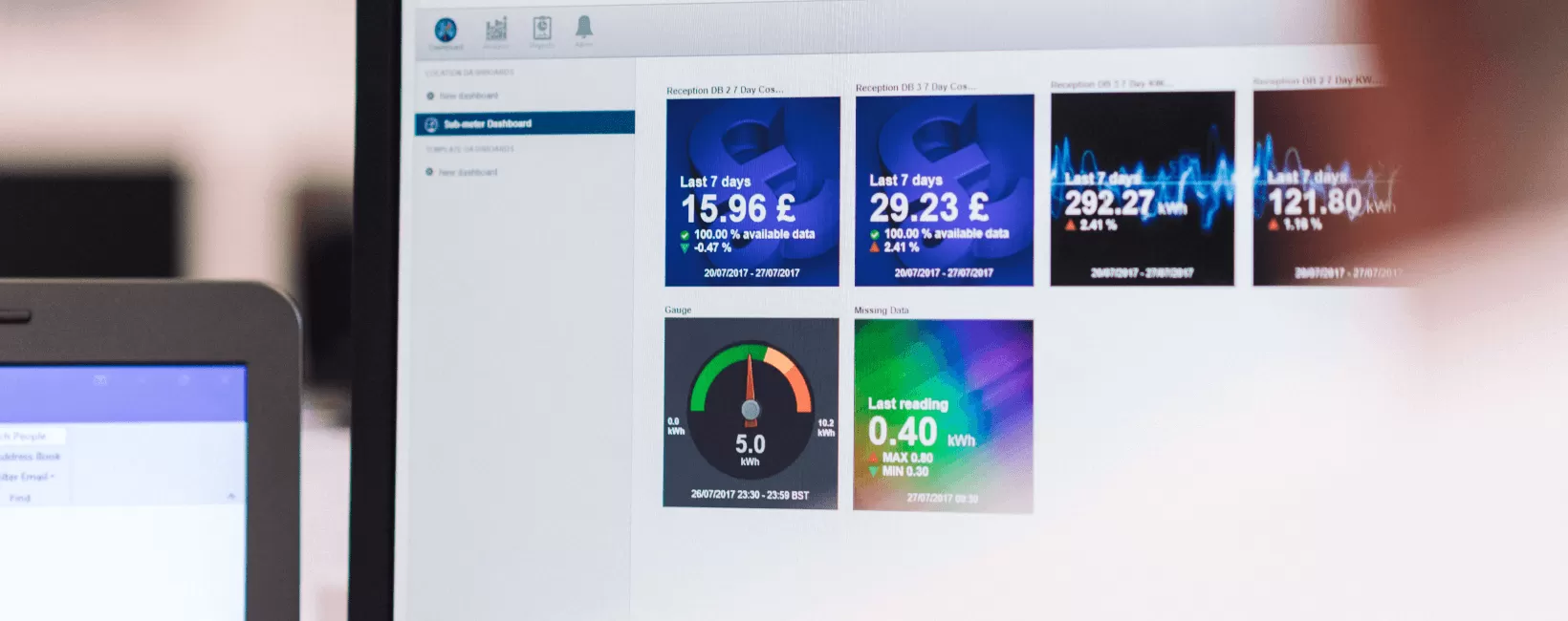 Image showing a group of weekly monitored statistics on a screen