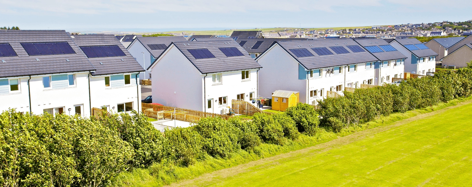 Residential housing estate with soloar panels