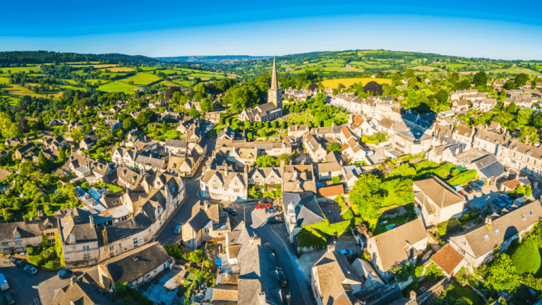 town surrounded by country side