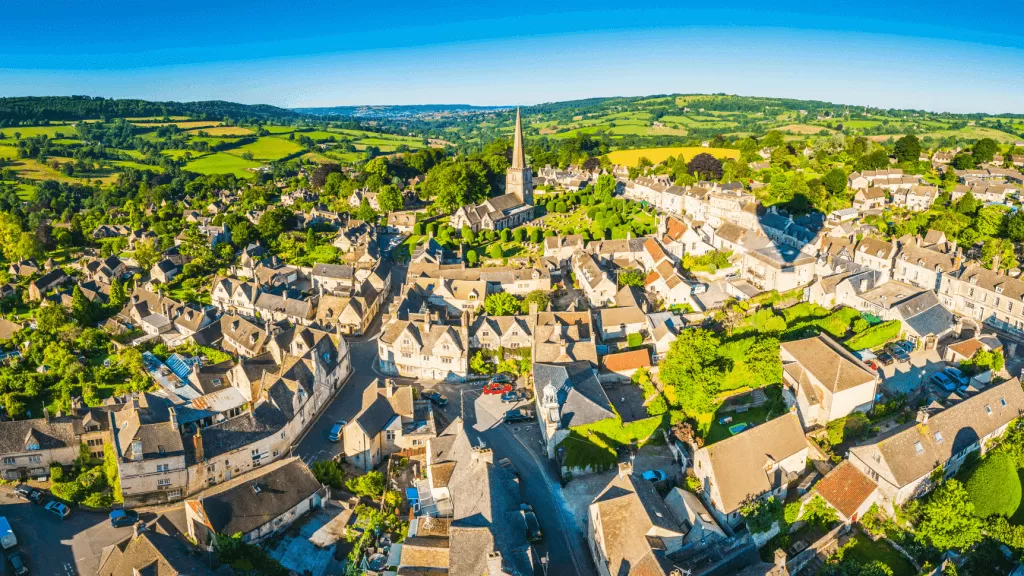 town surrounded by country side