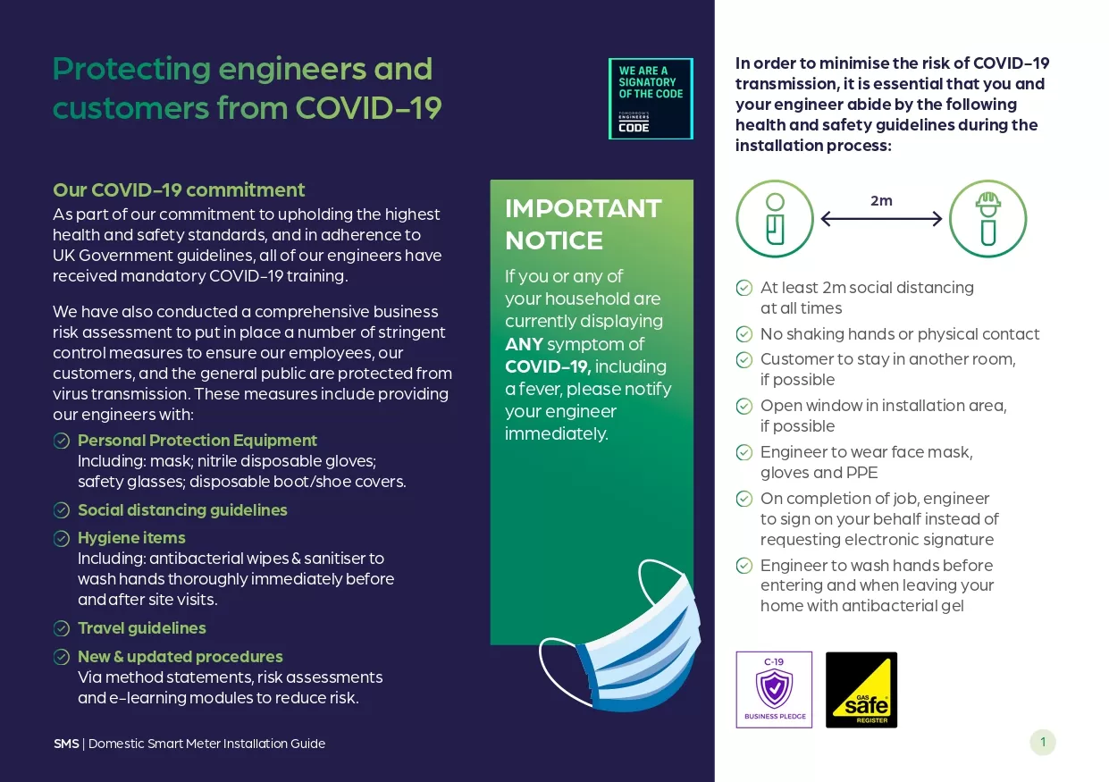 Image showing information on protecting SMS engineers from Covid