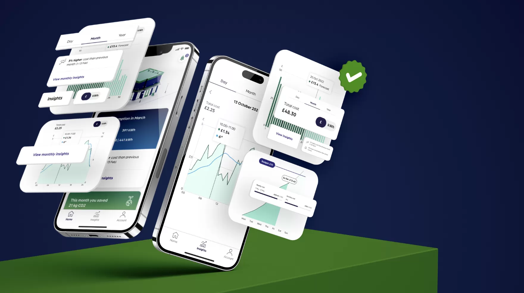 Close up of smart energy data app interface